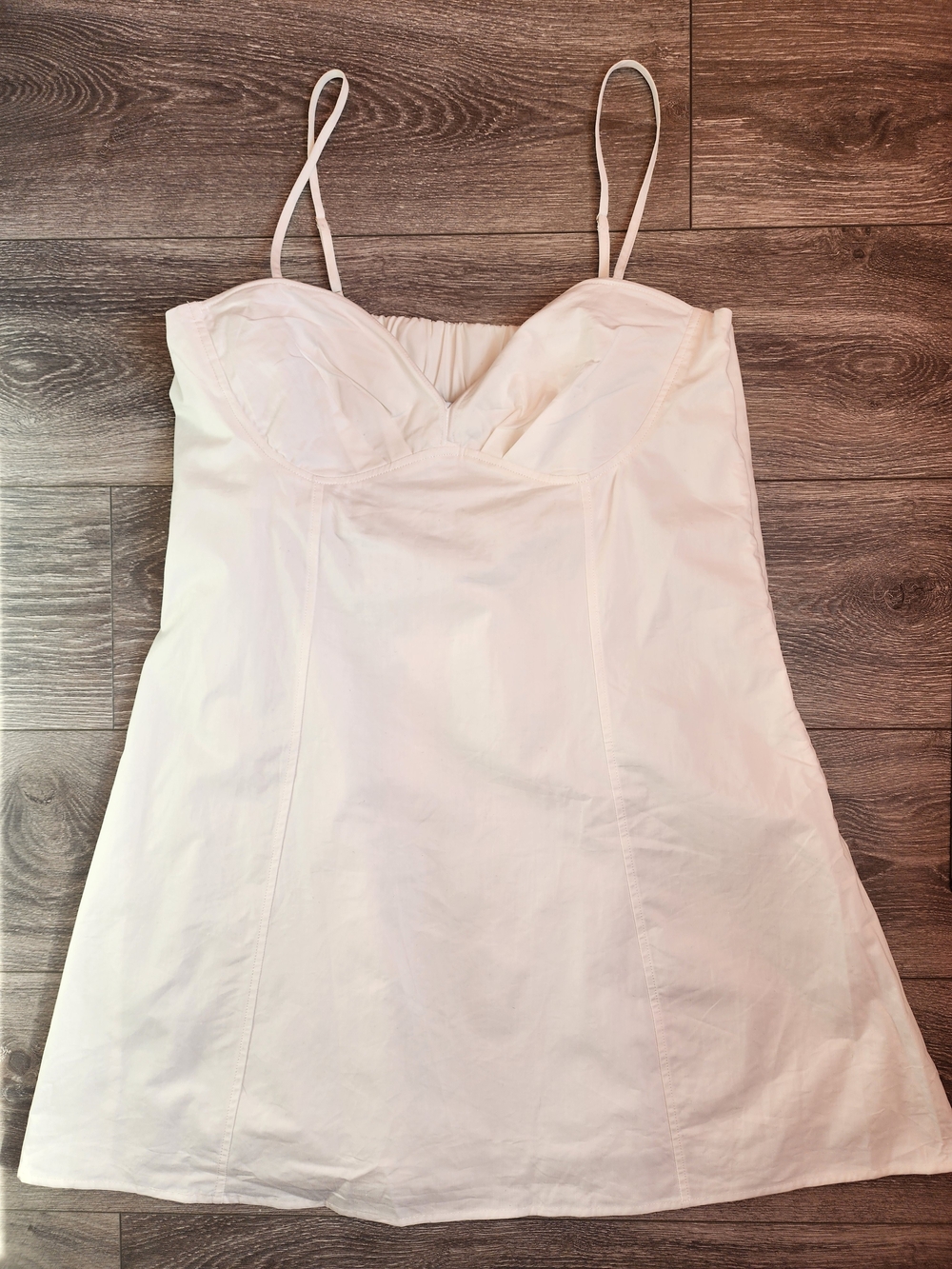 White Cotton Babydoll Dress with Sweetheart Neckline Women's Large Coquette - Picture 2 of 11